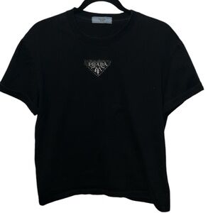 Prada Milano Blk triangle logo shortsleeved classic cotton t-shirt embellishment